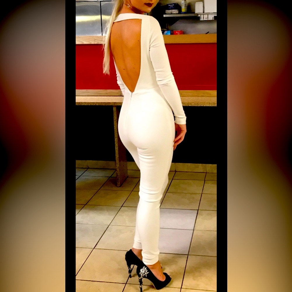 House of CB White Backless Jumpsuit